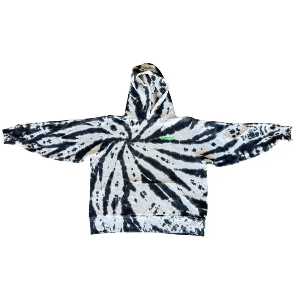 Sleepover by Esther XL Black White Tie Dye Hoodie Handcrafted LA Oversized